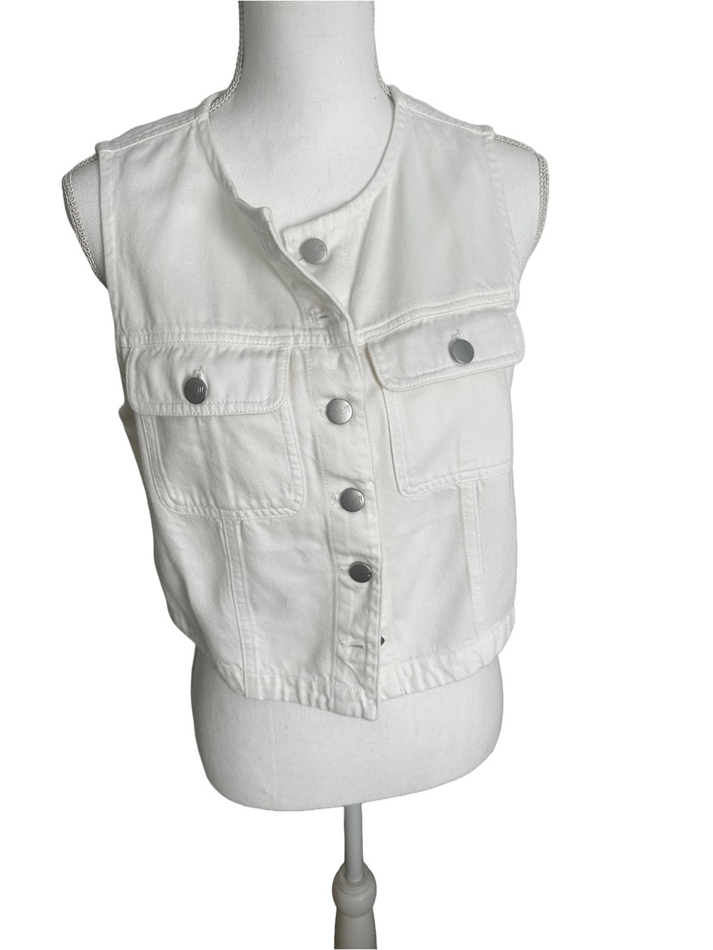 NWT Madewell White Sleeveless Denim Vest Sz Med